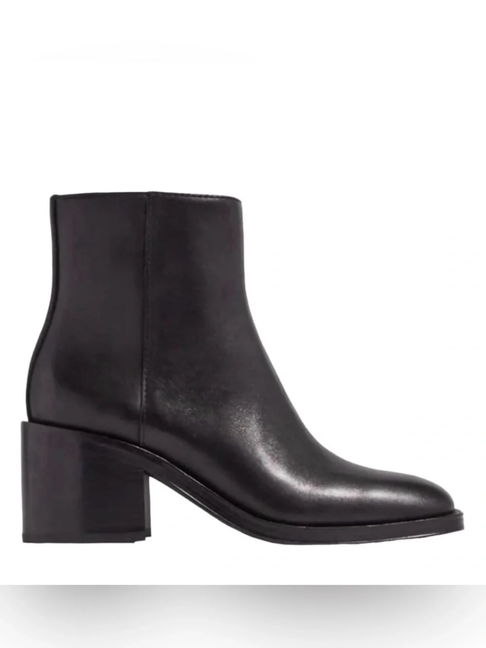Loeffler Randall Blakely Black Leather Square Toe Booties Mid Heel Women’s 8